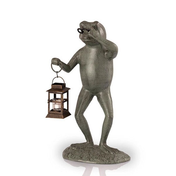 Frog Professor tea candle Light Garden Statue Glasses Teacher Sculpture